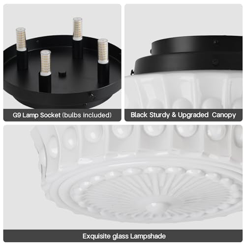 White Milk Glass Ceiling Light Fixture (4 Count)