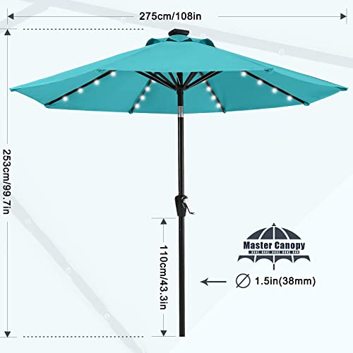 9ft Patio Umbrella with Solar Lights