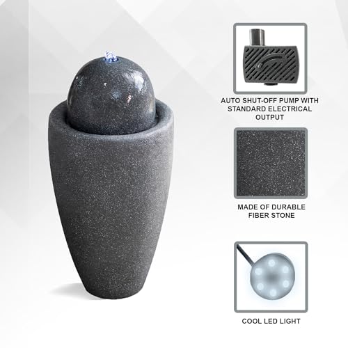 26" Modern Sphere Water Fountain with LED Light