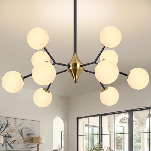 39" Black and Gold Sputnik Chandelier 10