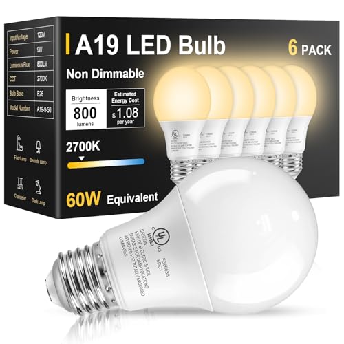 6 Pack LED Light Bulbs 60 Watt Equivalent (6 Count)