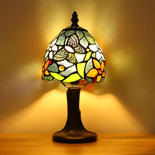 Tiffany Lamp Butterfly Stained Glass Bedside Nightstand Table Lamp