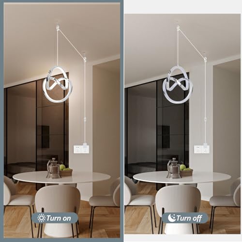 Modern LED Pendant Light Fixtures Pendant Lights Kitchen Island Lighting Adjustable Height Chrome Hanging Lamp for Dining Room Bedroom Living Room