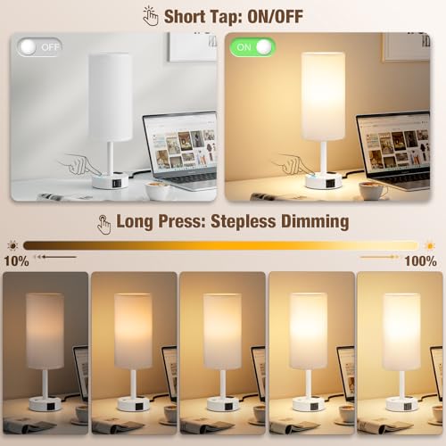 White Touch Bedside Lamp for Bedroom