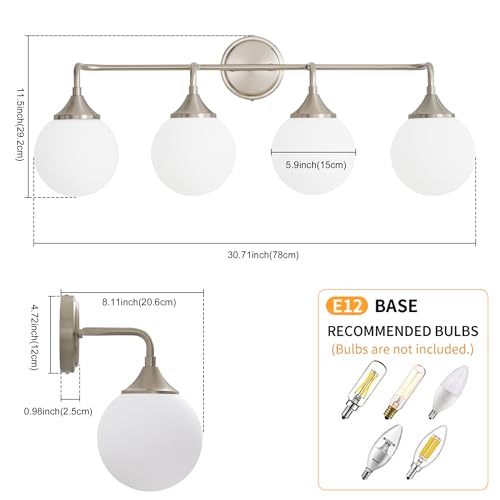 Brushed Nickel Bathroom Light Fixtures Over Mirror Vanity 4