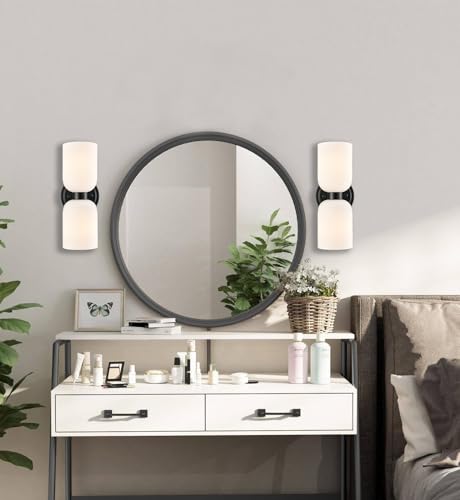 Black Wall Sconces Set of 2 Glass Vine Shades