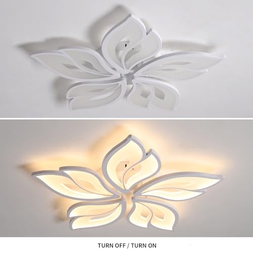 25.6" Flower Shaped Ceiling Light Dimmable Modern Ceiling Lamp Remote Control LED Lighting Fixture for Bedroom Dining Room Kitchen