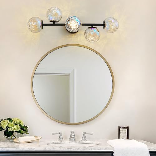 27" Black LED Stained Hammered Glass Globe Bathroom Vanity Light