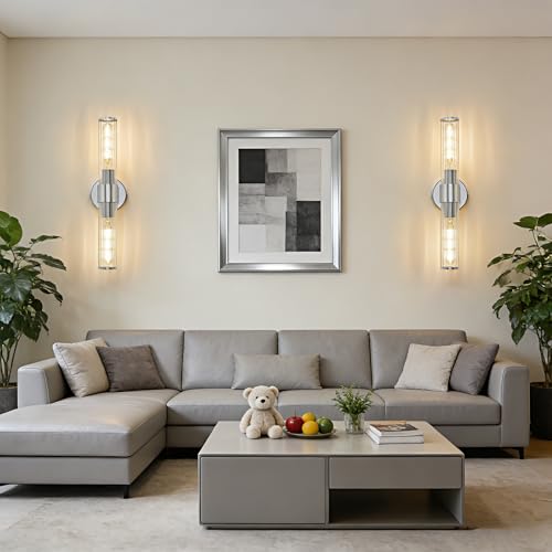Hardwired Chrome Bathroom Vanity Light Threaded Glass Wall Sconce