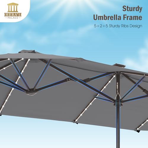 13 ft Patio Umbrella with 120 LED Solar Lights Outdoor Umbrella