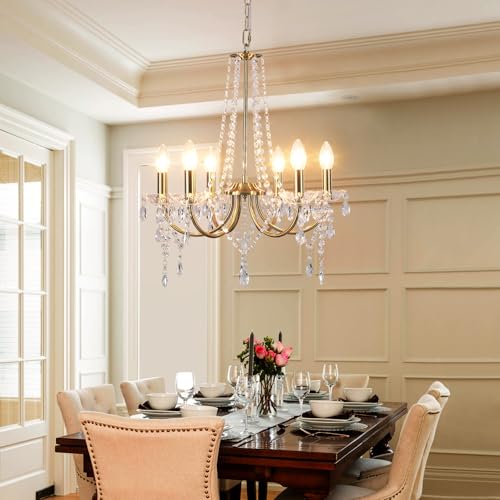Crystal Gold Chandeliers for Dining Room Modern Ceiling Light Fixture