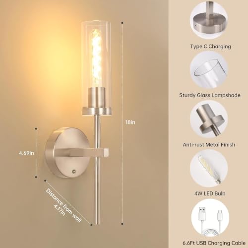 Battery Operated Wall Sconces Set of 2 (2 Count)