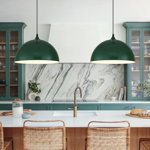Green Pendant Lights Kitchen Island 2 Pack