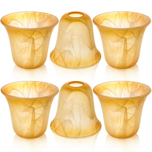 6 Pcs Amber Marble Bell Shaped Glass Lamp Shade Replacement (6 Count)