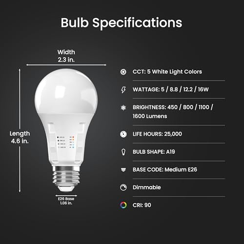 A19 All-in-One LED Light Bulb, 100W Eq, 4 Pack (4 Count)