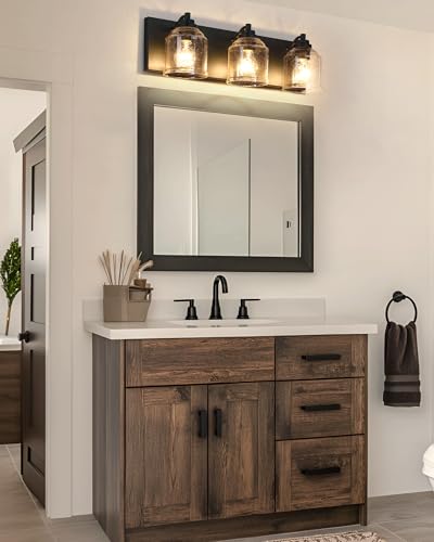 23" 3 Light Farmhouse Bathroom Vanity Light with Bubble Glass