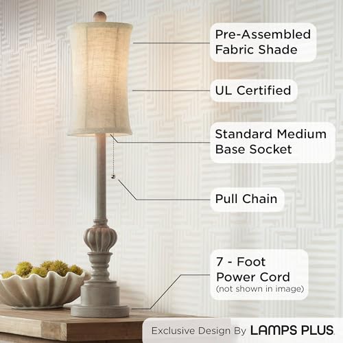 Bertie 28" Tall Buffet Table Lamps Set of 2 Wood Finish Country Cottage (2 Count)