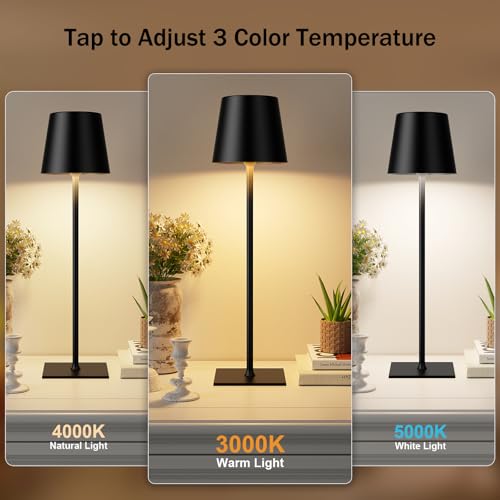 Black Cordless Rechargeable Table Lamp (4 Count)