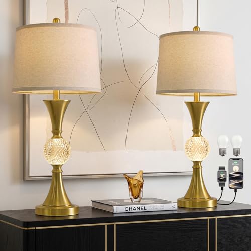 28.5" Gold Table Lamps Set of 2 (2 Count)