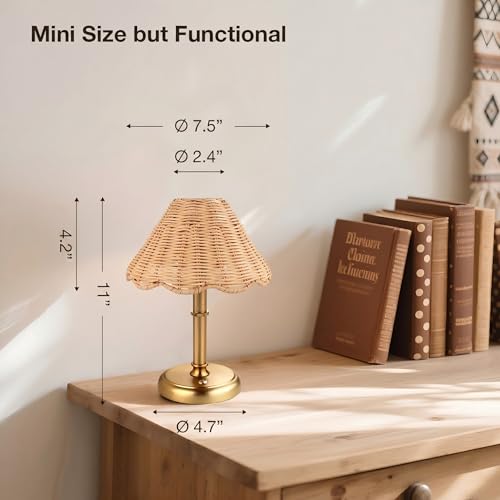 Mini Cordless Boho Rattan Table lamp