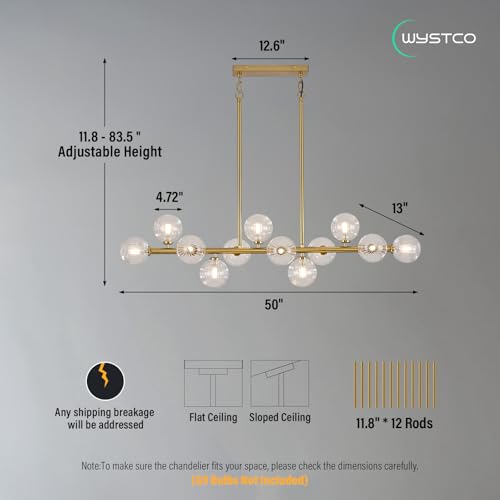 50" Large Glass Globe Sputnik Chandelier
