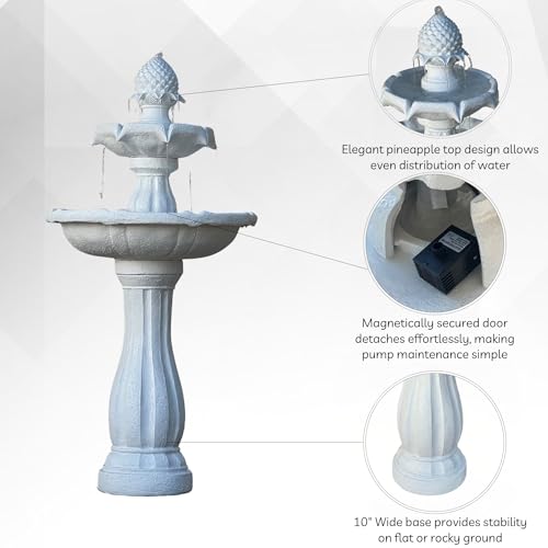 44" 2 Tier Solar Outdoor Water Fountain