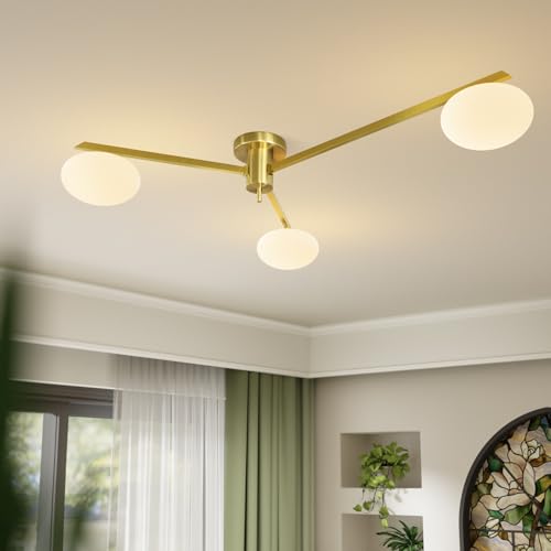 3 Light Gold Sputnik Ceiling Light Fixture