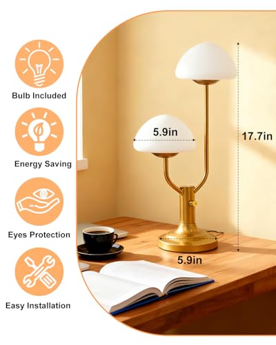Modern Globe Table Lamp for Bedroom Dimmable Round Ball Lamp