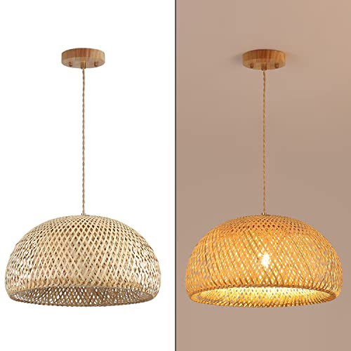 Bamboo Large Pendant Light Fixture 17.8 inch One