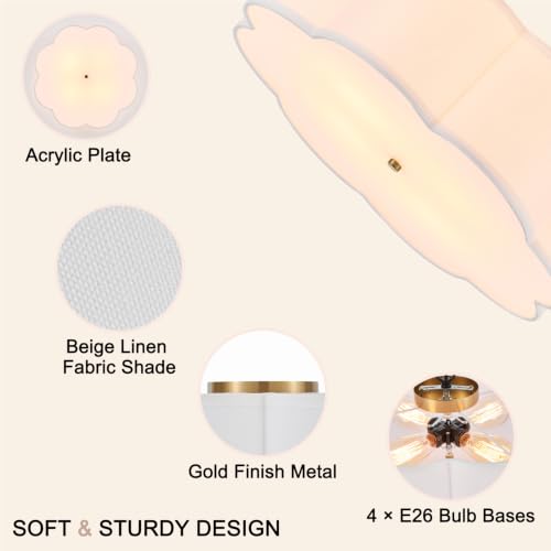 21.7" Large Gold Semi Flush Mount Ceiling Light