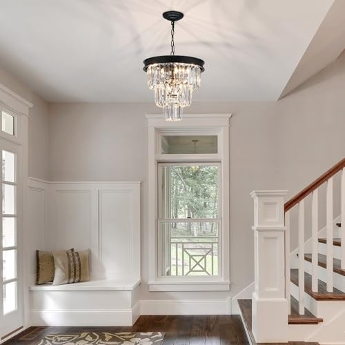 Black Crystal Chandeliers for Dining Room (4 Count)