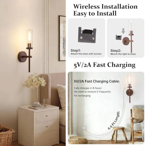 Battery Operated Wall Sconces Set of 2 (2 Count)