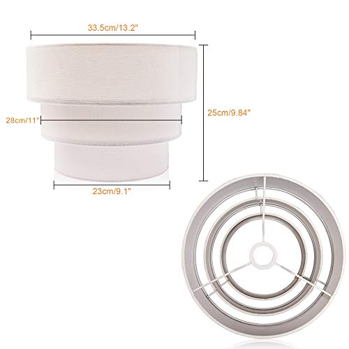 3 tier Drum Linen Lamp Shade for Pendant Lamp Floor Lamp Chandelier Replacement Shade Clip on Bulb Classic Round Lampshade Cover Only