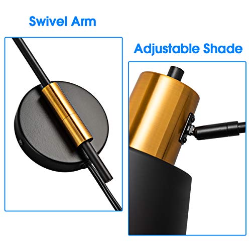Modern Black Plug in Swing Arm Wall Sconces with Switch