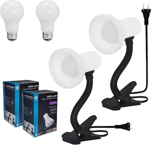 LED Clip on Desk Lamp with 360° Flexible Gooseneck (2 Count)