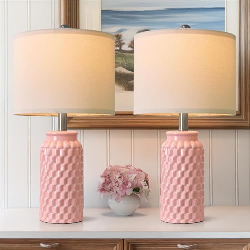 20.5" Pink Table Lamps Set of 2 (2 Count)