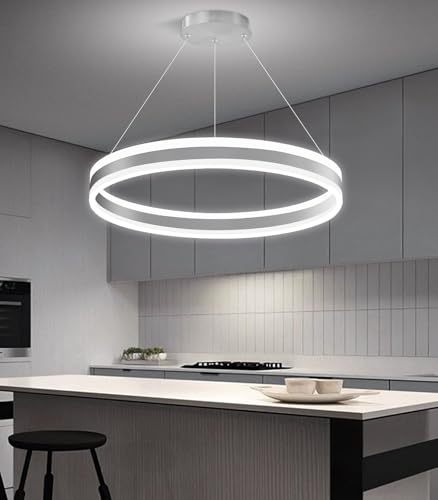 D23.6'' Modern Ring Chandelier for Dining Room LED Dimmable Pendant Lighting High Ceiling Chandelier for Living Room Foyer Bedroom Entryway 3000K