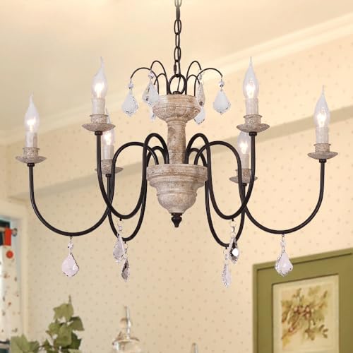 French Country Chandelier 6 Lights Retro Rustic Lights Fixture
