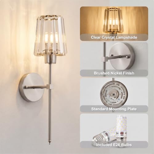 Hardwired Crystal Wall Sconces Set of 2 (2 Count)