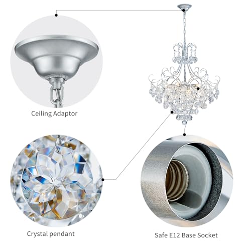 Crystal Chandelier K9 Crystal Lighting Chandelier for Living Room 10 E12 Bulbs High 27.6 in x Diameter 22.8 in