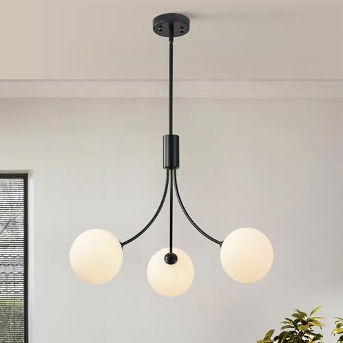 3 Light Modern Farmhouse Black Chandeliers for Entryway