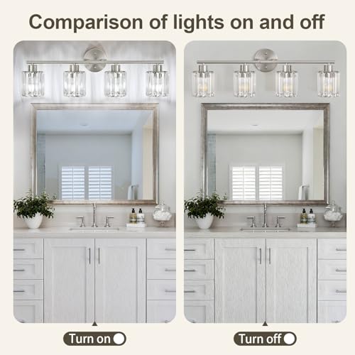 Modern Brushed Nickel Crystal Bathroom Light Fixtures