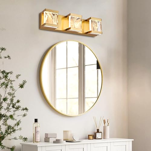 Brass LED Vanity Lights Over Mirror 3 Lights