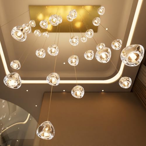 LED Rectangular Chandeliers for Living Room Dining Room Light Dimmable High Ceiling Pendant Lights Fixtures Lighting 26