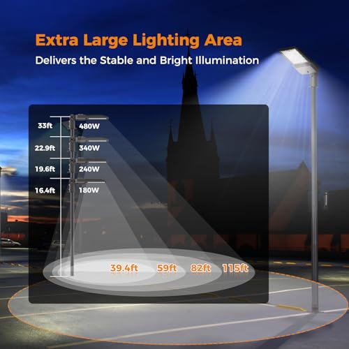 180W LED Parking Lot Light 45000LM Outdoor Street Lights 2 Pack