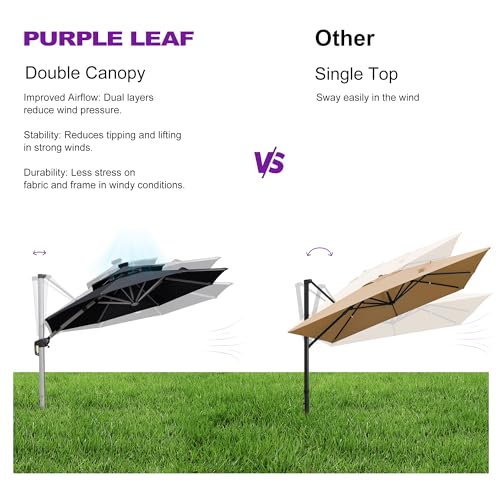 Cantilever Umbrella 12ft Solar LED Light Double Top