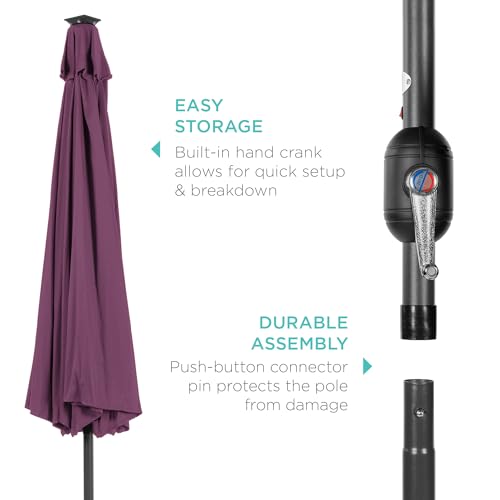 10ft Solar Polyester LED Lighted Patio Umbrella w