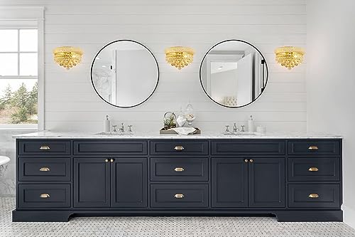 2 Lights Empire Crystal Wall Sconce Light for Living Room Dining Room Bathroom Vanity Mirrors Hallway Bedroom Closet Stairway