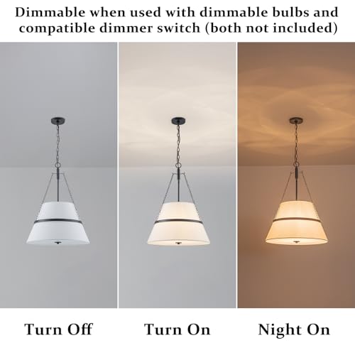 20" Black Drum Chandelier for Dining Room