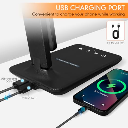 LED Desk Lamp with 15W Wireless Charger & USB Port
